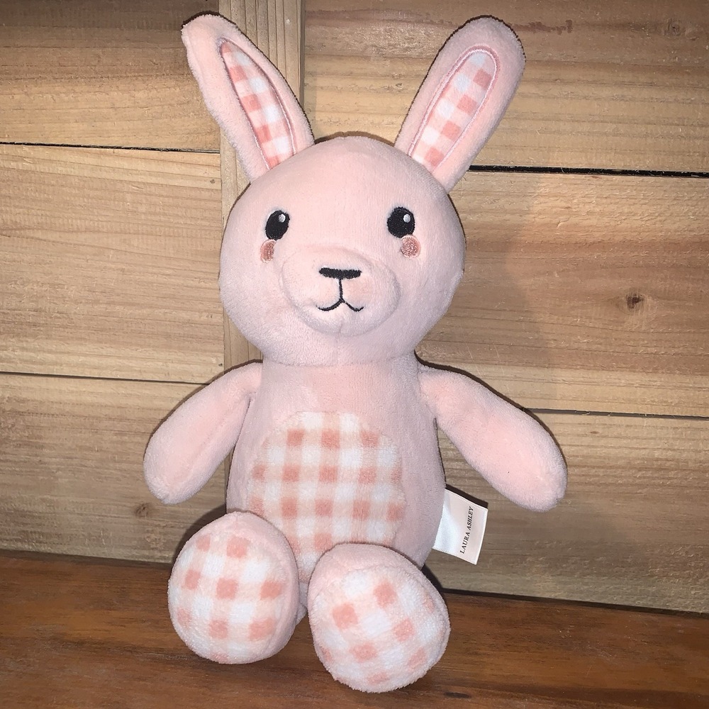 Laura Ashley Osian Sprig Bunny Toy Plaid  Plush in Hedy‎ Pink 8.5" Soft Stuffy
